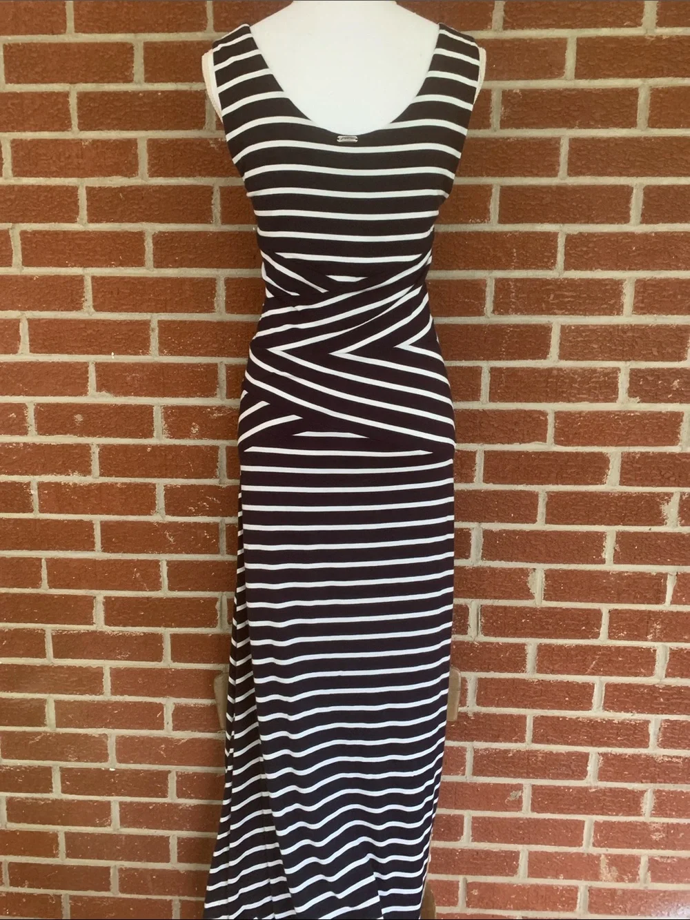 Calvin Klein Black and White Striped Maxi dress